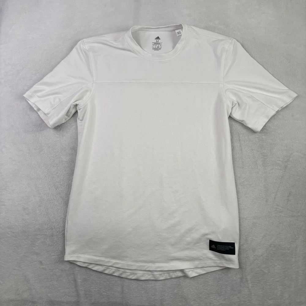 Adidas Aeroready Performance Fit White Short Sleeve Active Shirt Men's Medium